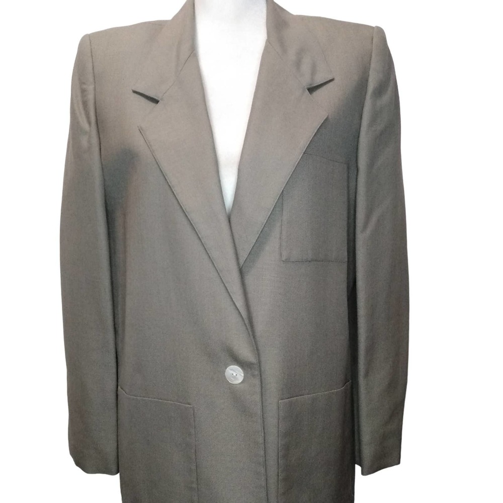 Vintage Ernst Strauss tan one button boxy blazer